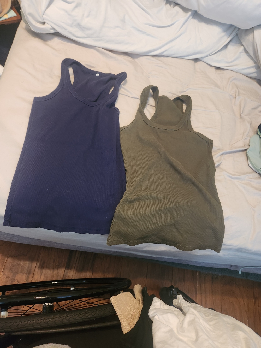 Set Of 3 Women’s Ribbed Tank Top - Navy and Olive And Gray (Not In Main Pic)